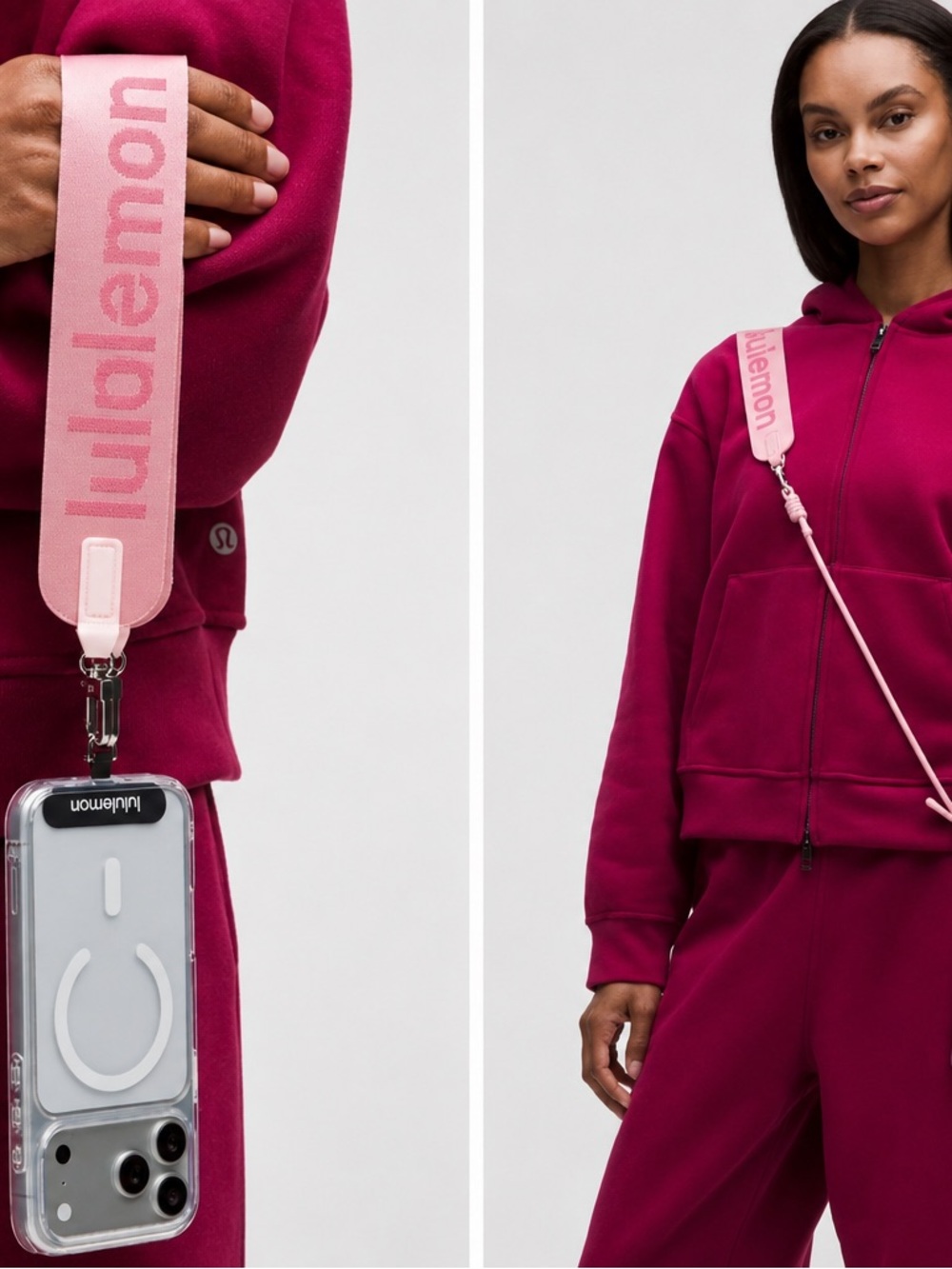 Lululemon Phone Crossbody Strap Pink NWT Sold Out Logo Adjustable